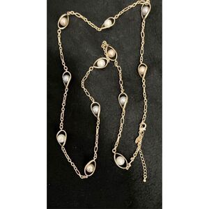 Lia Sophia "Endeavor " Matte Gold Tone w/Multicolor Pearls Necklace 42-45”